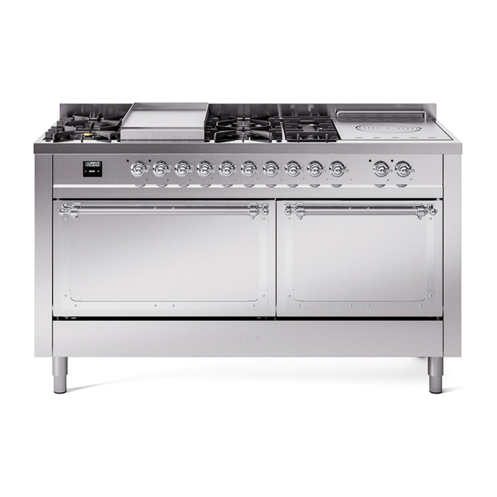 ILVE Nostalgie II Noblesse 60" Dual Fuel Freestanding Range with 7 Sealed Burners + Griddle + French Top with Solid Door - UN60FSQNMP - MyBBQDirect