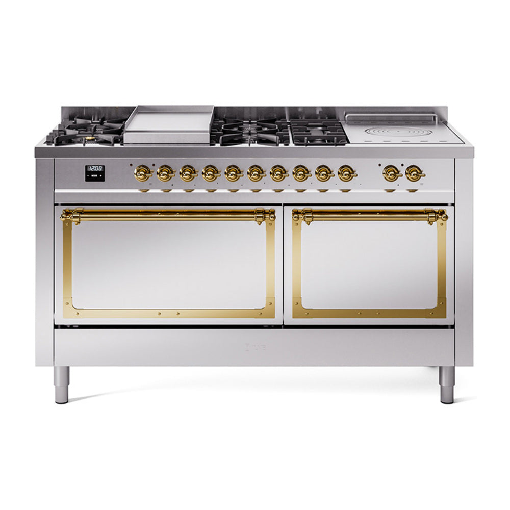 ILVE Nostalgie II Noblesse 60" Dual Fuel Freestanding Range with 7 Sealed Burners + Griddle + French Top with Solid Door - UN60FSQNMP - MyBBQDirect
