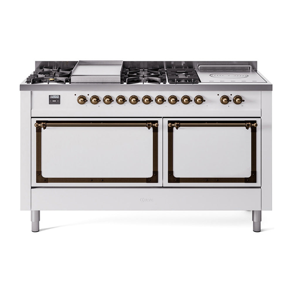 ILVE Nostalgie II Noblesse 60" Dual Fuel Freestanding Range with 7 Sealed Burners + Griddle + French Top with Solid Door - UN60FSQNMP - MyBBQDirect