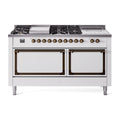 ILVE Nostalgie II Noblesse 60" Dual Fuel Freestanding Range with 7 Sealed Burners + Griddle + French Top with Solid Door - UN60FSQNMP