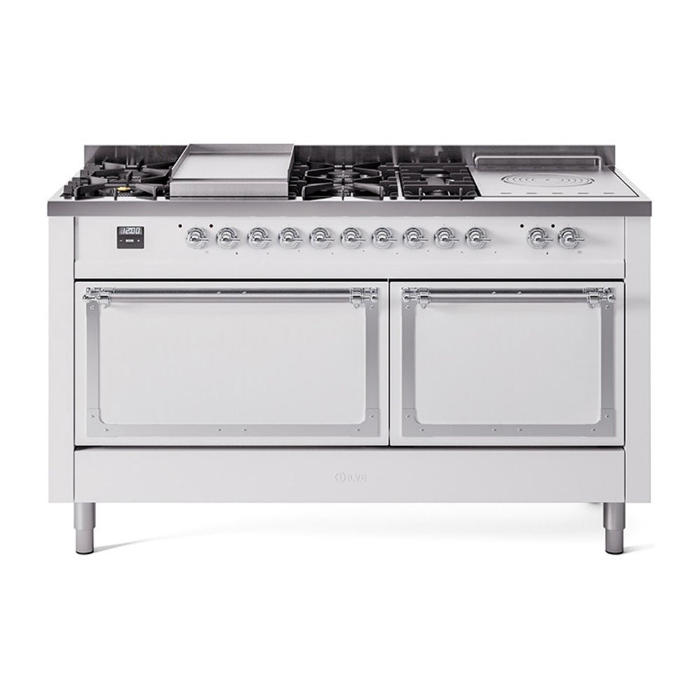 ILVE Nostalgie II Noblesse 60" Dual Fuel Freestanding Range with 7 Sealed Burners + Griddle + French Top with Solid Door - UN60FSQNMP - MyBBQDirect