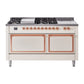ILVE Nostalgie II Noblesse 60" Dual Fuel Freestanding Range with 7 Sealed Burners + Griddle + French Top with Solid Door - UN60FSQNMP - MyBBQDirect