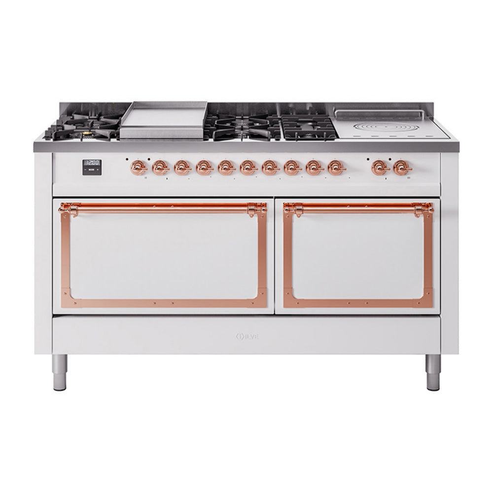 ILVE Nostalgie II Noblesse 60" Dual Fuel Freestanding Range with 7 Sealed Burners + Griddle + French Top with Solid Door - UN60FSQNMP - MyBBQDirect