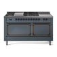 ILVE Nostalgie II Noblesse 60" Dual Fuel Freestanding Range with 7 Sealed Burners + Griddle + French Top with Solid Door - UN60FSQNMP - MyBBQDirect