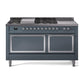 ILVE Nostalgie II Noblesse 60" Dual Fuel Freestanding Range with 7 Sealed Burners + Griddle + French Top with Solid Door - UN60FSQNMP - MyBBQDirect