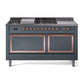 ILVE Nostalgie II Noblesse 60" Dual Fuel Freestanding Range with 7 Sealed Burners + Griddle + French Top with Solid Door - UN60FSQNMP - MyBBQDirect