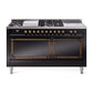 ILVE Nostalgie II Noblesse 60" Dual Fuel Freestanding Range with 7 Sealed Burners + Griddle + French Top with Solid Door - UN60FSQNMP - MyBBQDirect