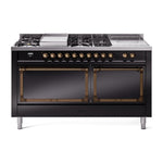 ILVE Nostalgie II Noblesse 60" Dual Fuel Freestanding Range with 7 Sealed Burners + Griddle + French Top with Solid Door - UN60FSQNMP - MyBBQDirect