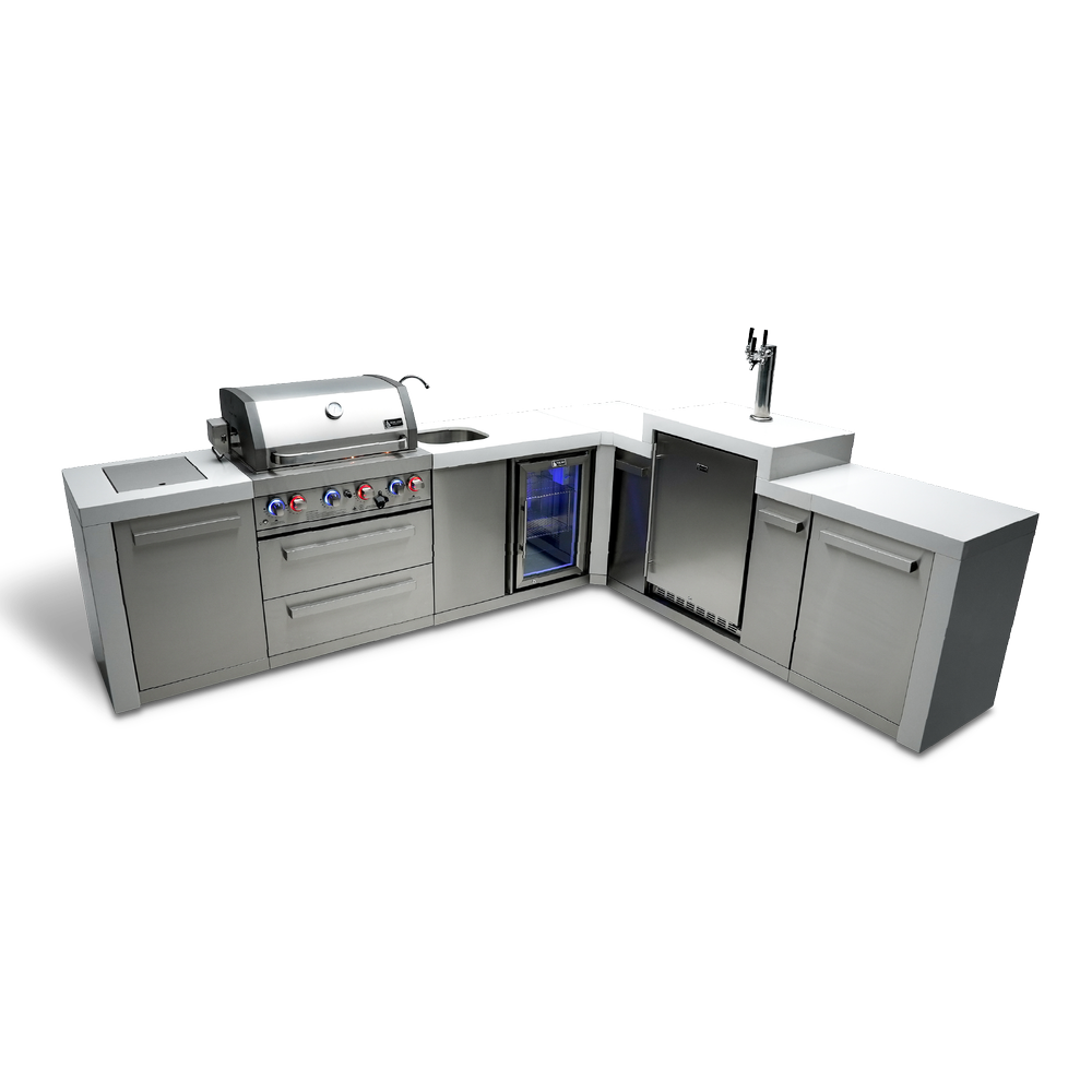 Mont Alpi 400 Deluxe BBQ Grill Island with 90 Degree Corner, Kegerator