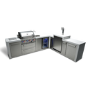 Mont Alpi 400 Deluxe BBQ Grill Island with 90 Degree Corner, Kegerator and Beverage Center - MAI400-D90KEGBEV