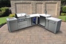 Mont Alpi 400 Deluxe BBQ Grill Island with 90 Degree Corner, Kegerator and Beverage Center - MAI400-D90KEGBEV
