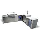 Mont Alpi 400 Deluxe BBQ Grill Island with 90 Degree Corner, Kegerator, Beverage Center and Fridge Cabinet - MAi400-D90KEGBEVFC