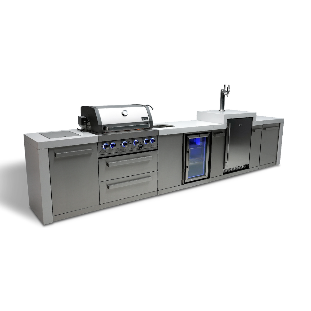 Mont Alpi 400 Deluxe BBQ Grill Island with Kegerator and Beverage Center - MAi400-DKEGBEV - MyBBQDirect