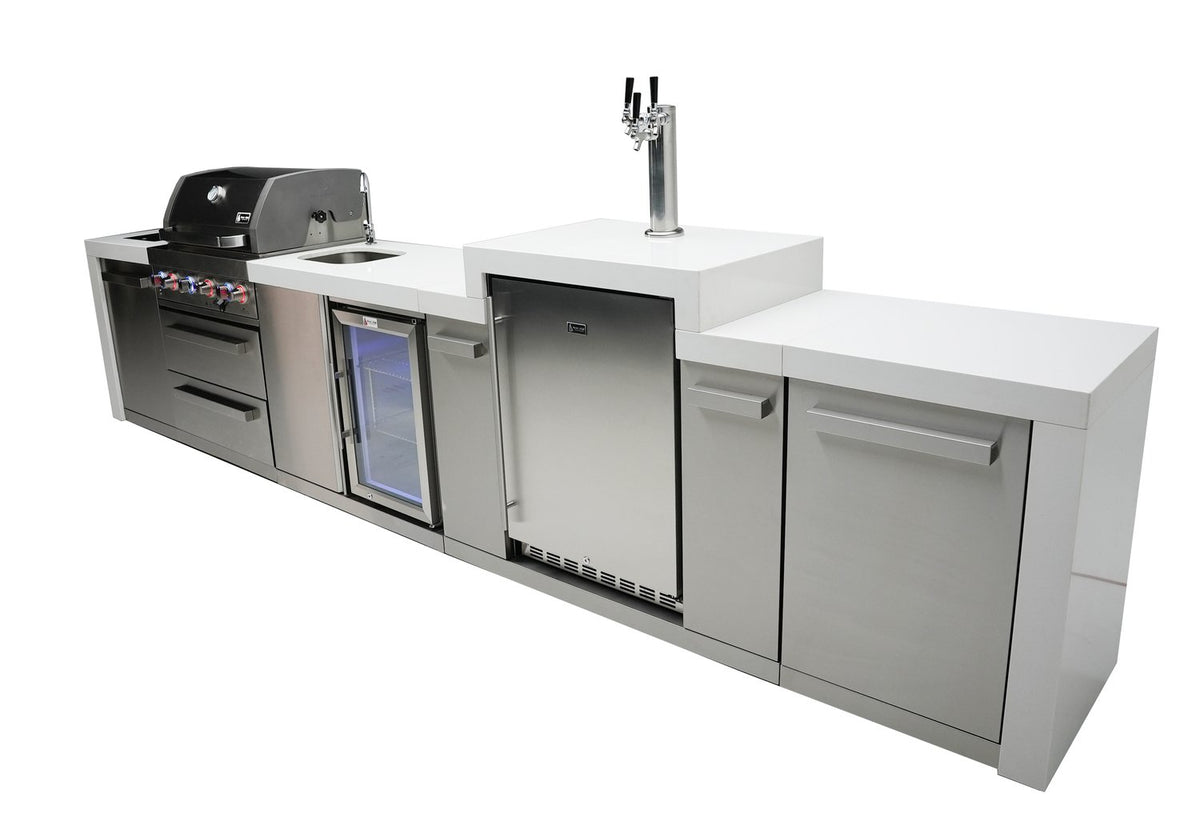 Mont Alpi 400 Deluxe BBQ Grill Island with Kegerator and Beverage Center - MAi400-DKEGBEV - MyBBQDirect