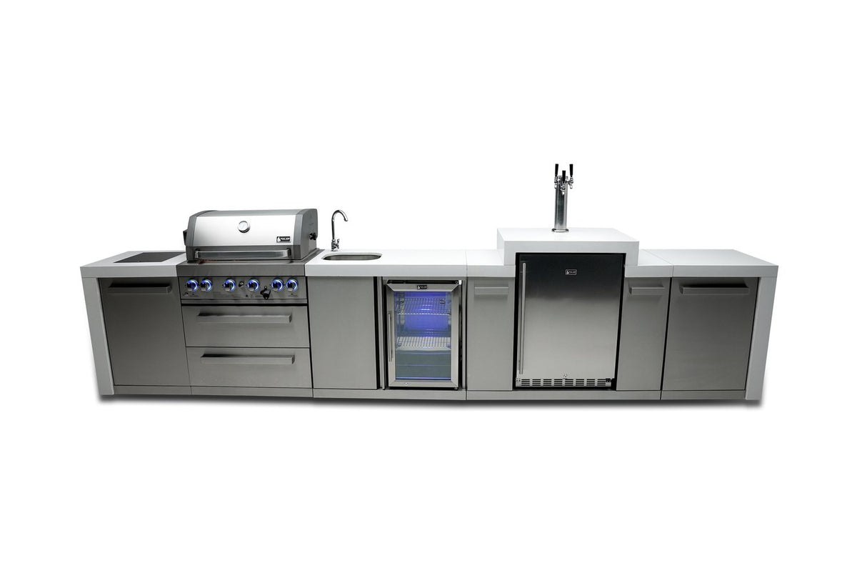 Mont Alpi 400 Deluxe BBQ Grill Island with Kegerator and Beverage Center - MAi400-DKEGBEV - MyBBQDirect