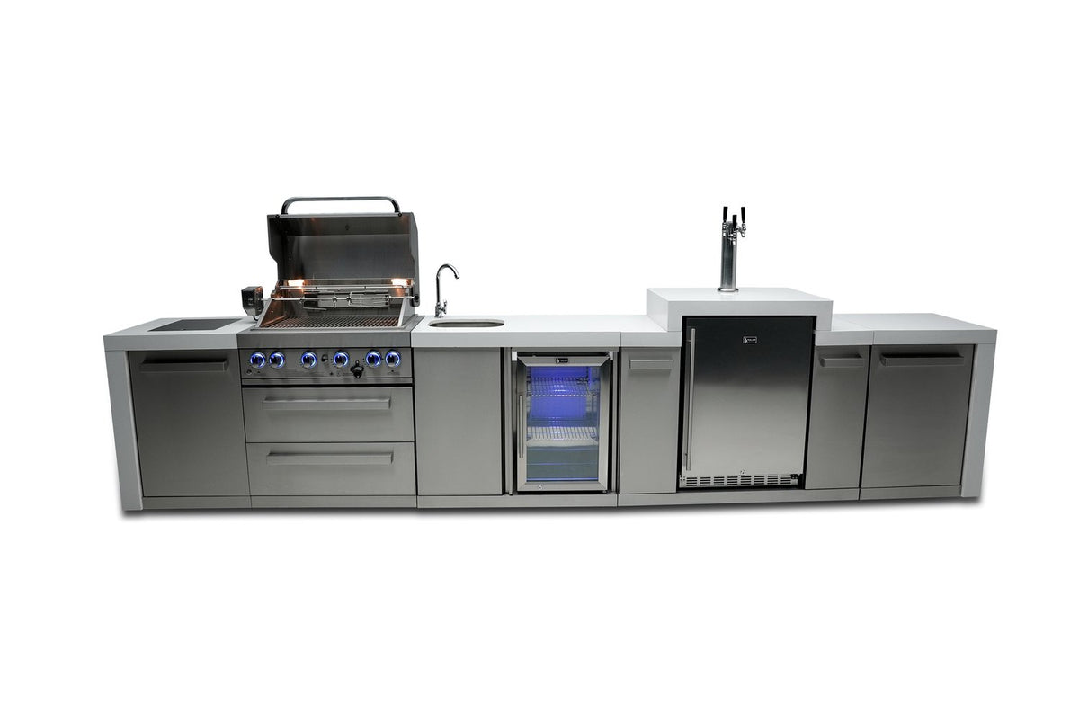 Mont Alpi 400 Deluxe BBQ Grill Island with Kegerator and Beverage Center - MAi400-DKEGBEV - MyBBQDirect
