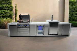 Mont Alpi 400 Deluxe BBQ Grill Island with Kegerator and Beverage Center - MAi400-DKEGBEV - MyBBQDirect