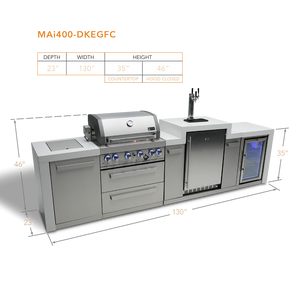 Mont Alpi 400 Deluxe BBQ Grill Island with Kegerator and Fridge Cabinet - MAi400-DKEGFC - MyBBQDirect