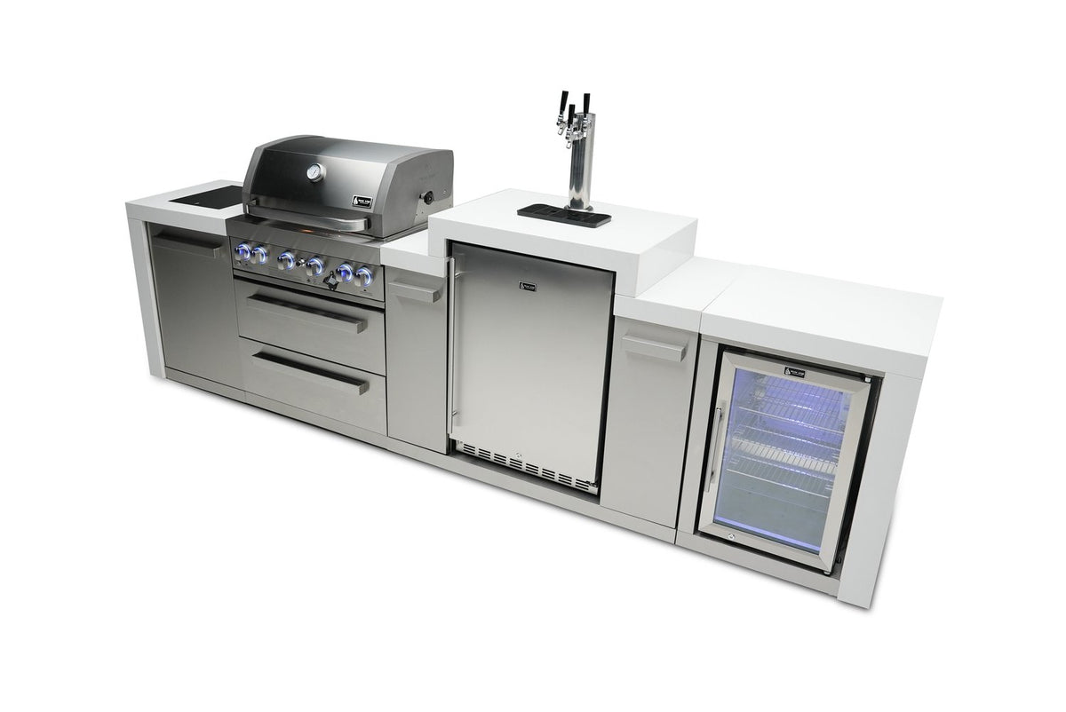 Mont Alpi 400 Deluxe BBQ Grill Island with Kegerator and Fridge Cabinet - MAi400-DKEGFC - MyBBQDirect