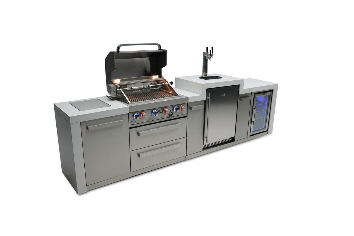 Mont Alpi 400 Deluxe BBQ Grill Island with Kegerator and Fridge Cabinet - MAi400-DKEGFC - MyBBQDirect