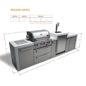 Mont Alpi 400 Deluxe BBQ Grill Island with Kegerator - MAi400-DKEG - MyBBQDirect