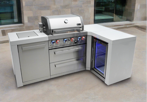 Mont Alpi 400 Deluxe Island with 90 Degree Corner and Fridge Cabinet - MAi400-D90FC - MyBBQDirect