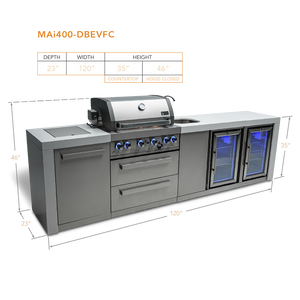 Mont Alpi 400 Deluxe Island with Beverage Center and Fridge Cabinet - MAi400-DBEVFC - MyBBQDirect