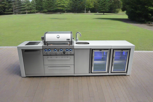 Mont Alpi 400 Deluxe Island with Beverage Center and Fridge Cabinet - MAi400-DBEVFC - MyBBQDirect