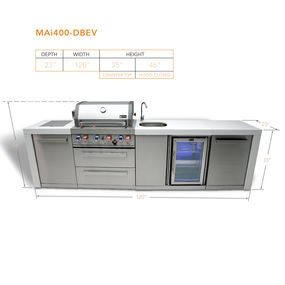 Mont Alpi 400 Deluxe Island with Beverage Center - MAi400-DBEV - MyBBQDirect