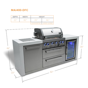 Mont Alpi 400 Deluxe Island with Fridge Cabinet - MAi400-DFC - MyBBQDirect