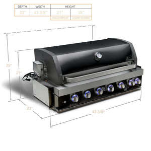 Mont Alpi 44" Black Stainless Steel Built in Grill - MABi805-BSS - MyBBQDirect