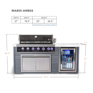 Mont Alpi 6-Burner Black Stainless Steel Art-wood Outdoor Island Grill - MA805-AWBSS - MyBBQDirect
