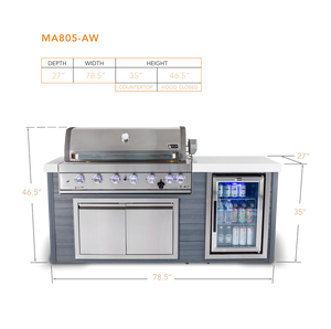 Mont Alpi 6-Burner Stainless Steel Art-wood Outdoor Island Grill - MA805-AW - MyBBQDirect