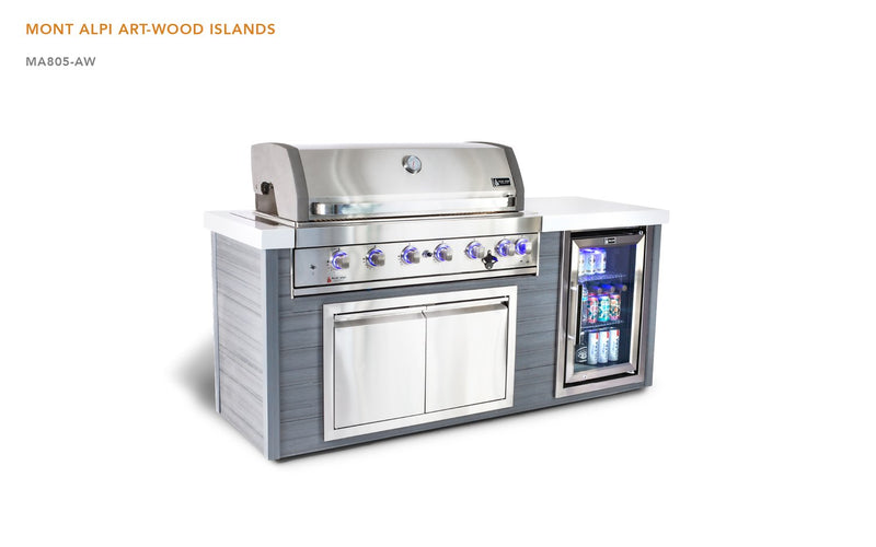 Mont Alpi 6-Burner Stainless Steel Art-wood Outdoor Island Grill - MA805-AW