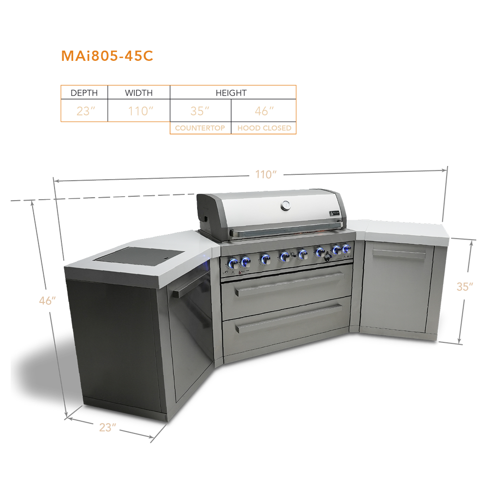 Mont Alpi 805 BBQ Grill Island with 45 Degree Corners - MAi805-45 - MyBBQDirect