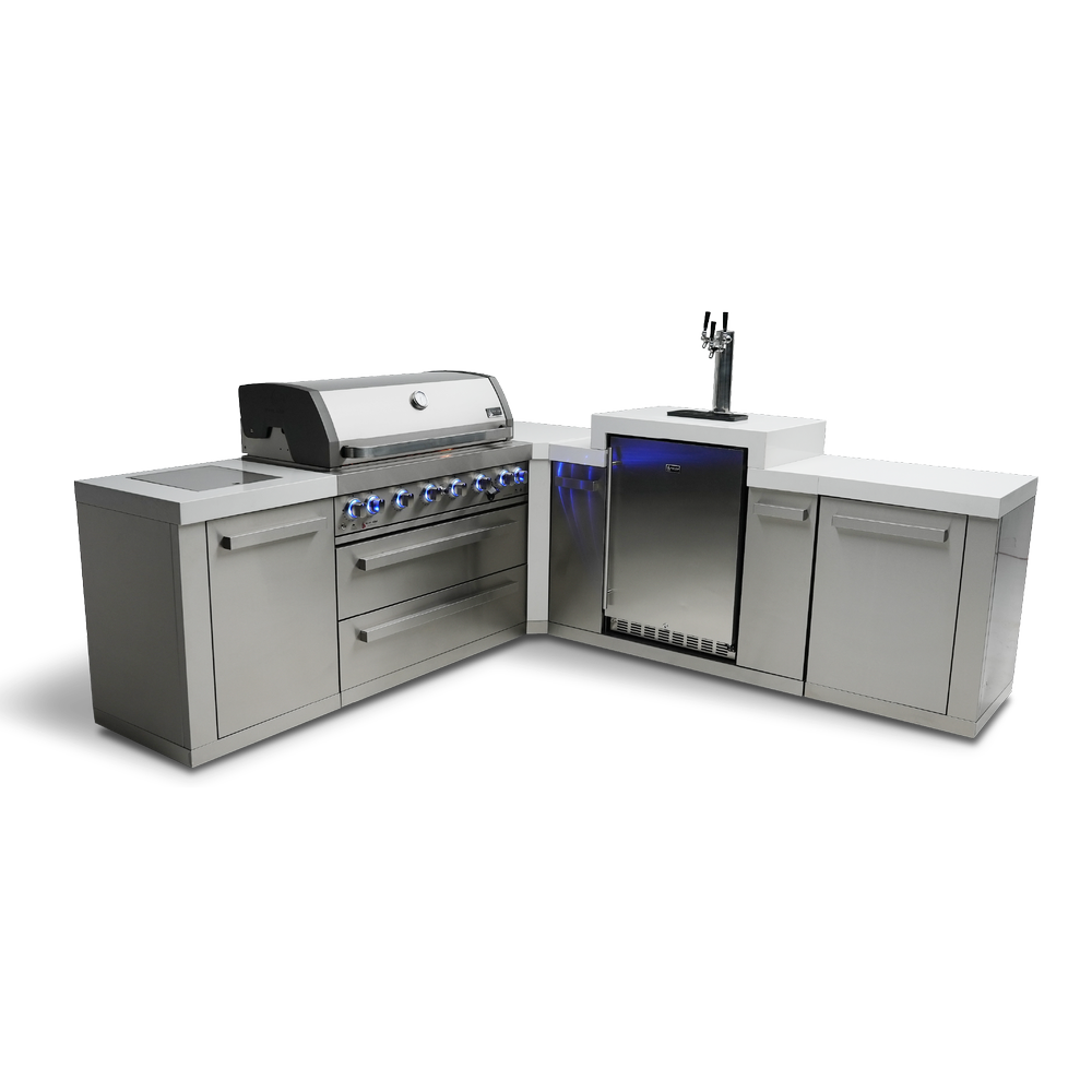Mont Alpi 805 BBQ Grill Island with 90 Degree Corner and Kegerator - MAi805-90KEG - MyBBQDirect