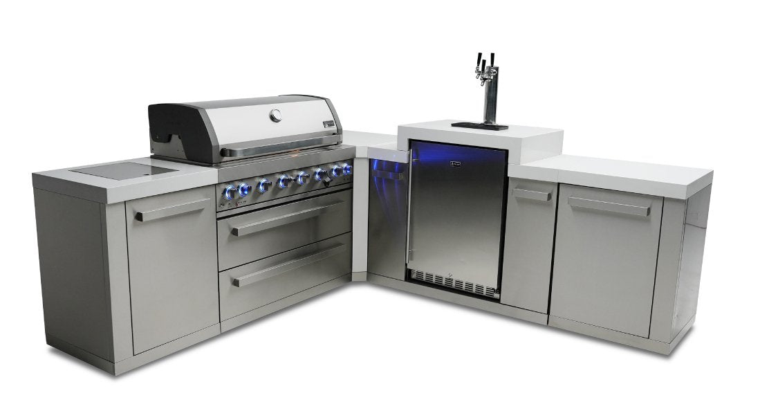 Mont Alpi 805 BBQ Grill Island with 90 Degree Corner and Kegerator - MAi805-90KEG - MyBBQDirect
