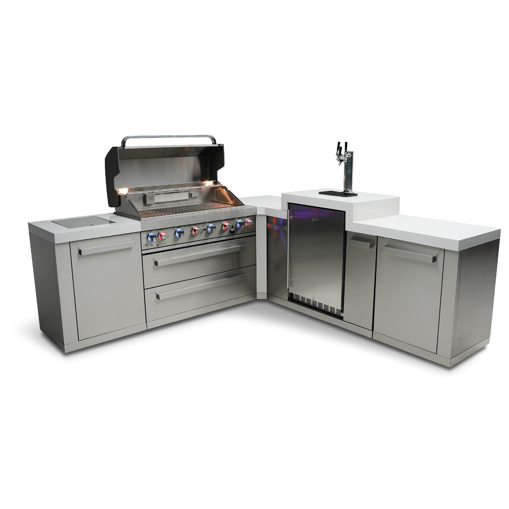 Mont Alpi 805 BBQ Grill Island with 90 Degree Corner and Kegerator - MAi805-90KEG - MyBBQDirect