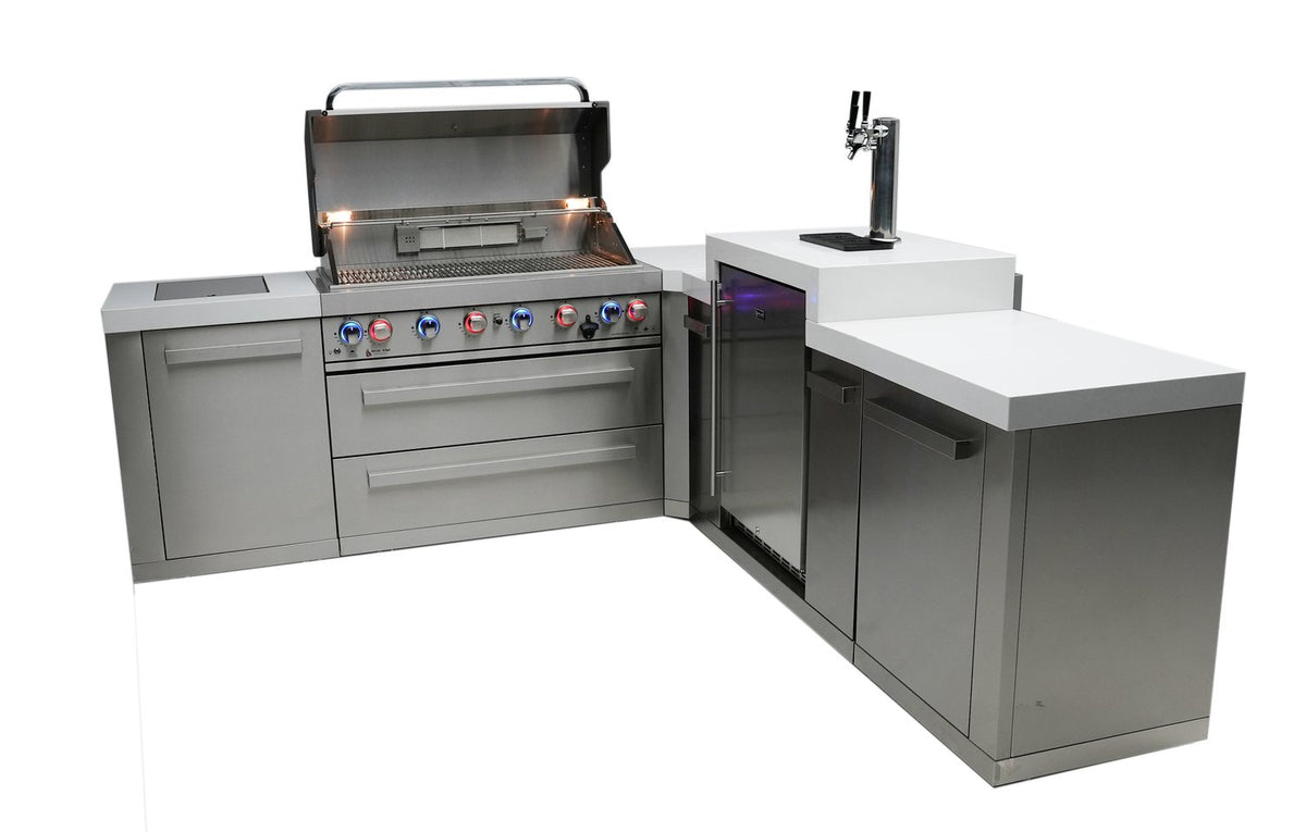 Mont Alpi 805 BBQ Grill Island with 90 Degree Corner and Kegerator - MAi805-90KEG - MyBBQDirect