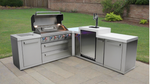 Mont Alpi 805 BBQ Grill Island with 90 Degree Corner and Kegerator - MAi805-90KEG - MyBBQDirect
