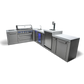 Mont Alpi 805 BBQ Grill Island with 90 Degree Corner, Kegerator and Beverage Center - MAi805-90KEGBEV - MyBBQDirect