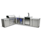 Mont Alpi 805 BBQ Grill Island with 90 Degree Corner, Kegerator and Beverage Center - MAi805-90KEGBEV - MyBBQDirect