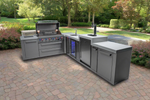 Mont Alpi 805 BBQ Grill Island with 90 Degree Corner, Kegerator and Beverage Center - MAi805-90KEGBEV - MyBBQDirect