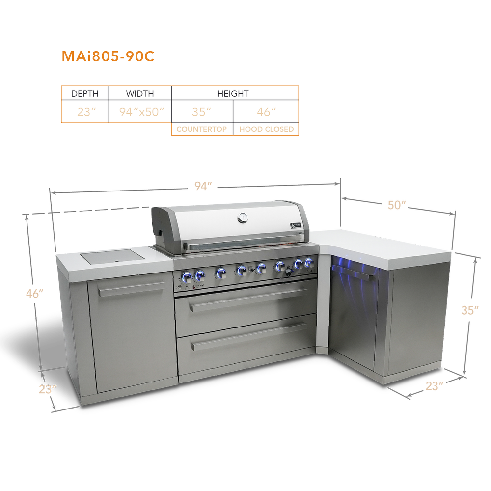 Mont Alpi 805 BBQ Grill Island with 90 Degree Corner - MAi805-90 - MyBBQDirect