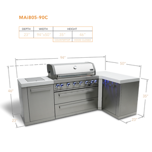 Mont Alpi 805 BBQ Grill Island with 90 Degree Corner - MAi805-90 - MyBBQDirect