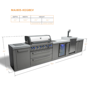 Mont Alpi 805 BBQ Grill Island with Kegerator and Beverage Center - MAi805-KEGBEV - MyBBQDirect