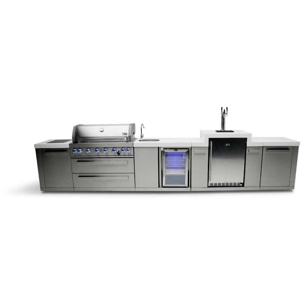 Mont Alpi 805 BBQ Grill Island with Kegerator and Beverage Center - MAi805-KEGBEV - MyBBQDirect