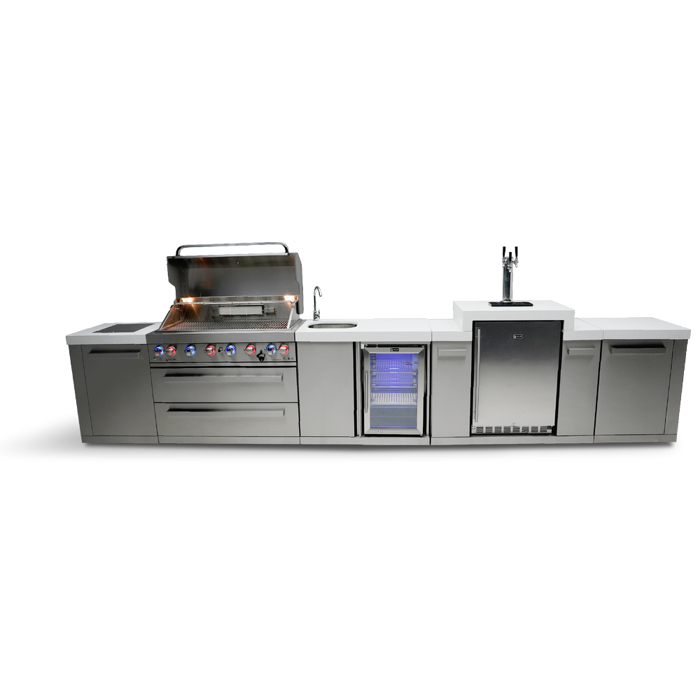 Mont Alpi 805 BBQ Grill Island with Kegerator and Beverage Center - MAi805-KEGBEV - MyBBQDirect