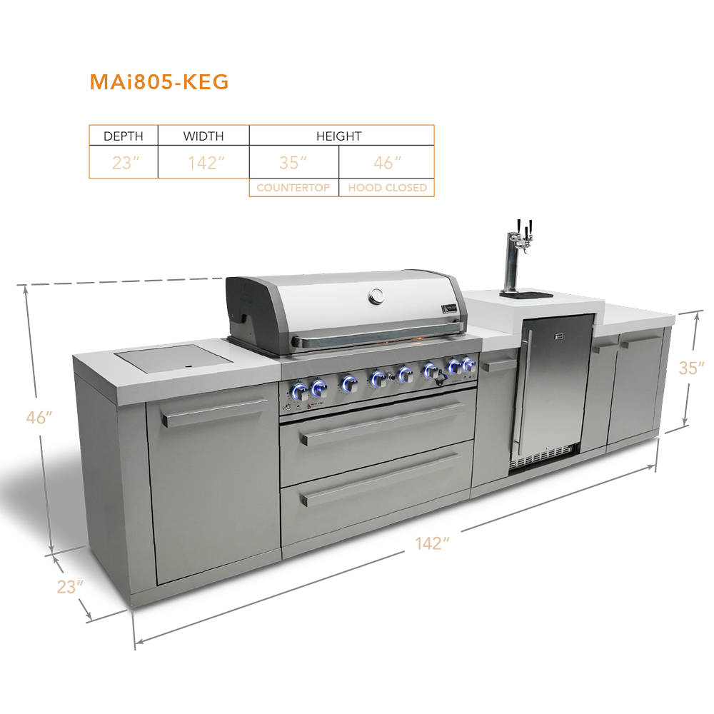 Mont Alpi 805 BBQ Grill Island with Kegerator - MAi805-KEG - MyBBQDirect