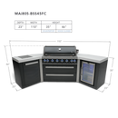 Mont Alpi 805 Black Stainless Steel BBQ Grill Island with 45 Degree Corners and Fridge - MAi805-BSS45FC